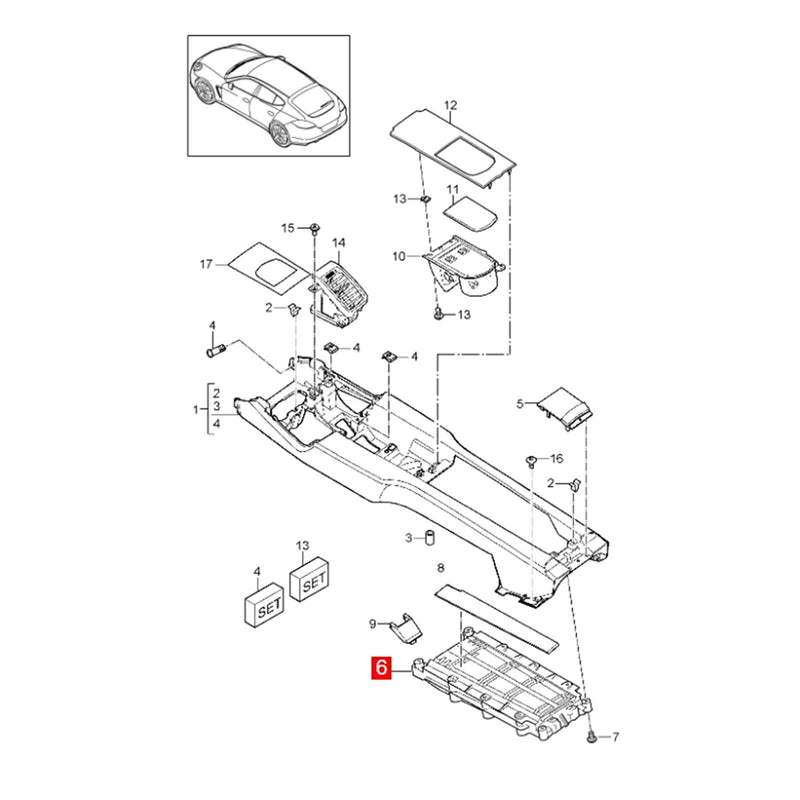 WXZOS Rear Armrest Storage Release Lid Button for Porsche Panamera (970/971) 2010-2023