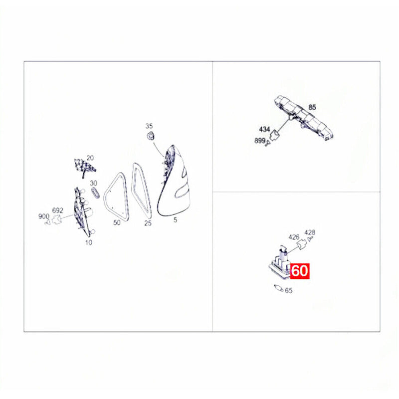 LED License Plate Light w/Lamp for Mercedes Benz 2003-2009 E-Class W211 S211