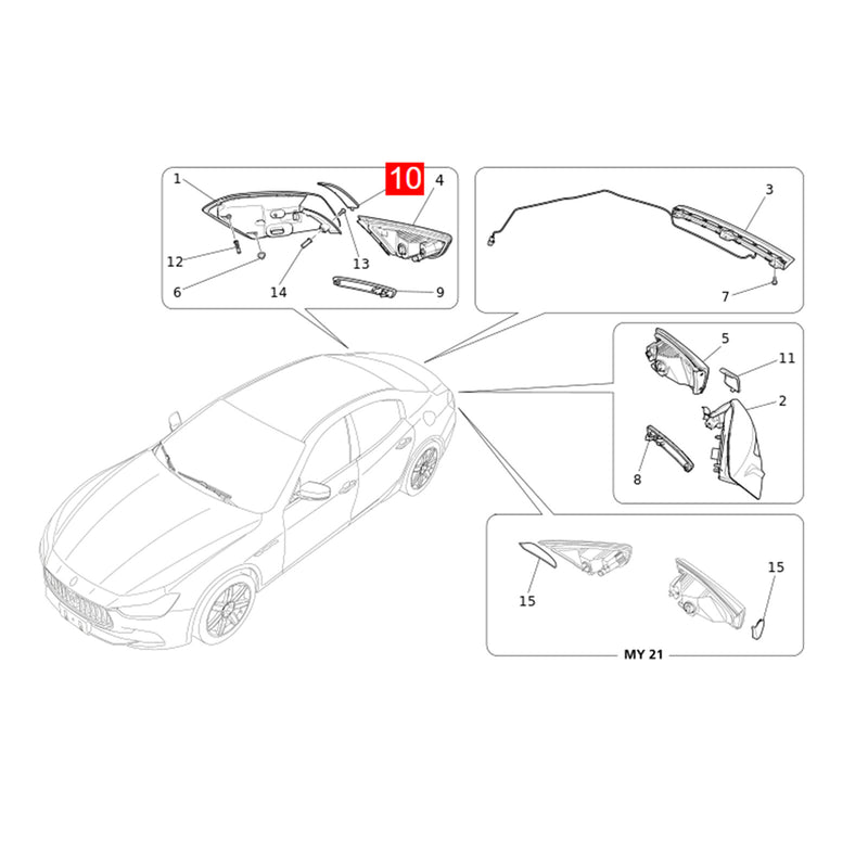 WXZOS Tail Light Screw Cover Cap for Maserati Ghibli (M157) 2014-2020