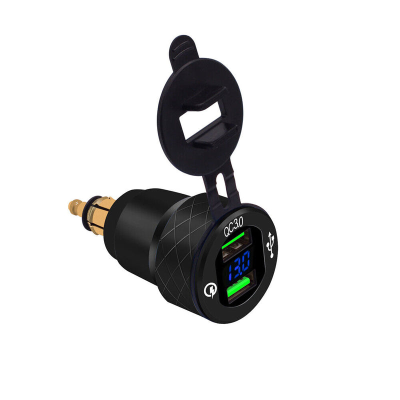 Dual QC3.0 USB Charger DIN EU Plug Socket For BMW Motorcycle