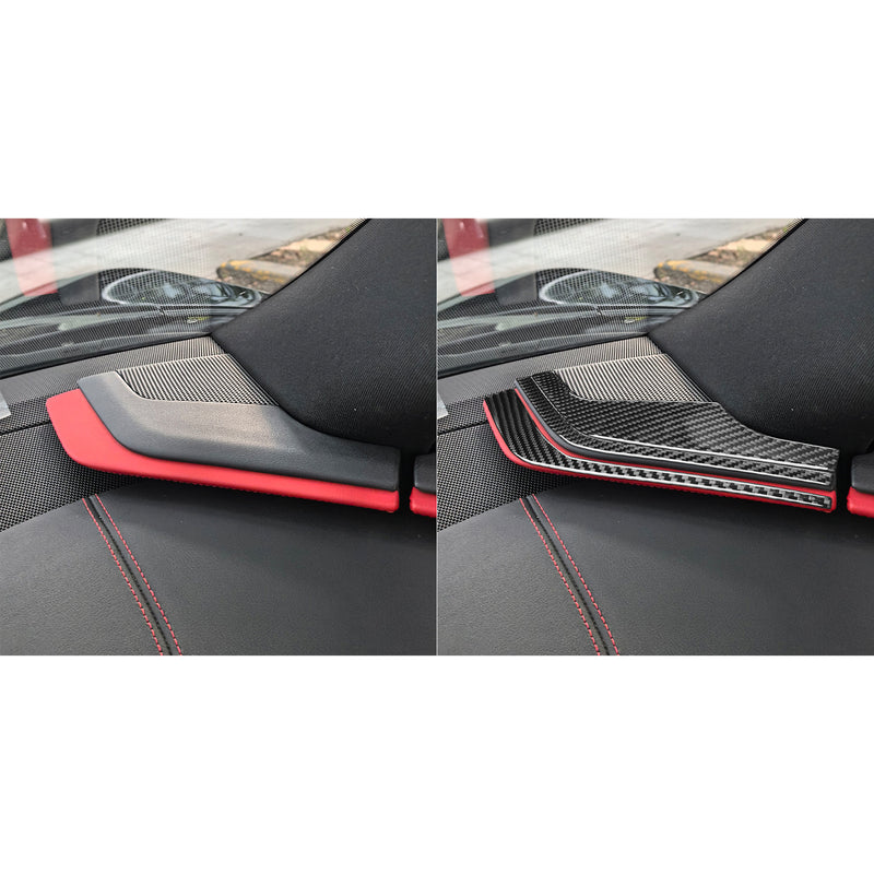 WXZOS Genuine Carbon Fiber A-Pillar Speaker Trim for Chevrolet Corvette C8 2020-2024