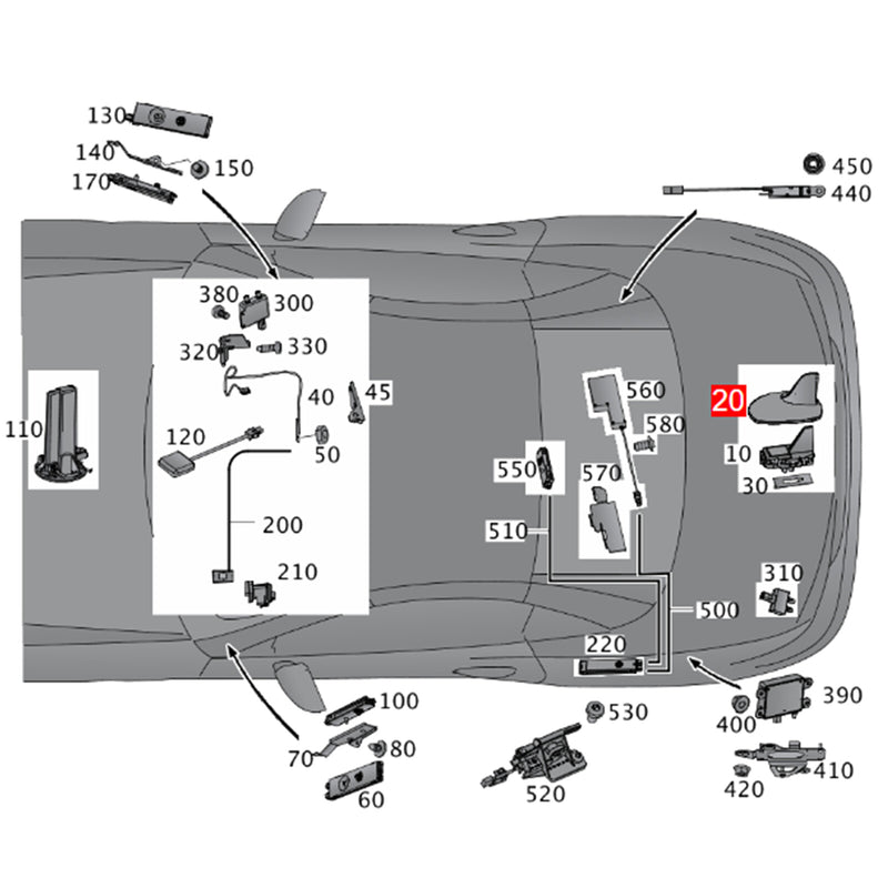 WXZOS Rear Roof Antenna Trim Cover Replace for Mercedes-Benz R172 SLC-Class 2016-2020