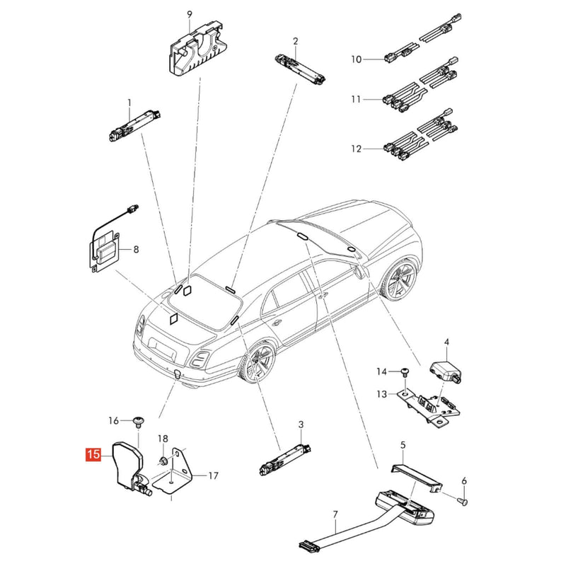 Rear Telephone Radio Antenna Control Module for Bentley Flying Spur 2020-2025