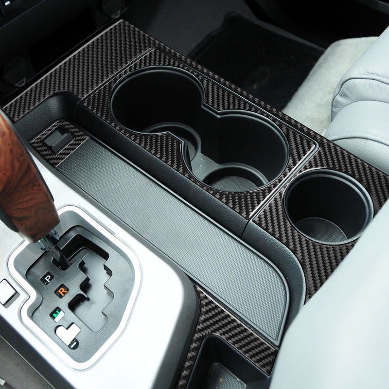 WXZOS Genuine Carbon Fiber Center Console Cup Holder Trim for Toyota Tundra 2007-2013