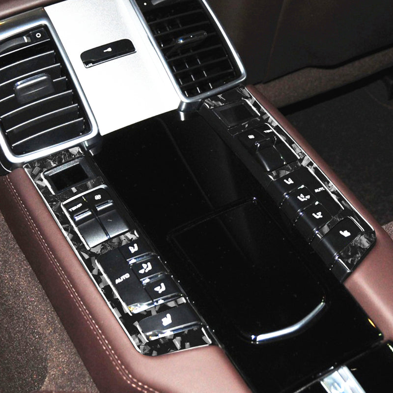 WXZOS Genuine Carbon Fiber Rear Center Console Panel Trim for Porsche Panamera 2010-16