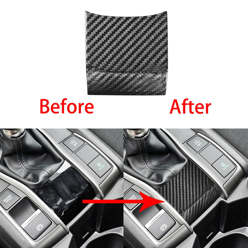 Car Genuine Carbon Fiber Gear Shift Knob Panel Trim for Honda Civic (MT) 2016-20