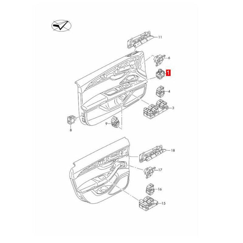 Exterior Mirror Adjustment Switch 4N0959565A for Audi A6 A7 Q8 e-tron 2019-2022