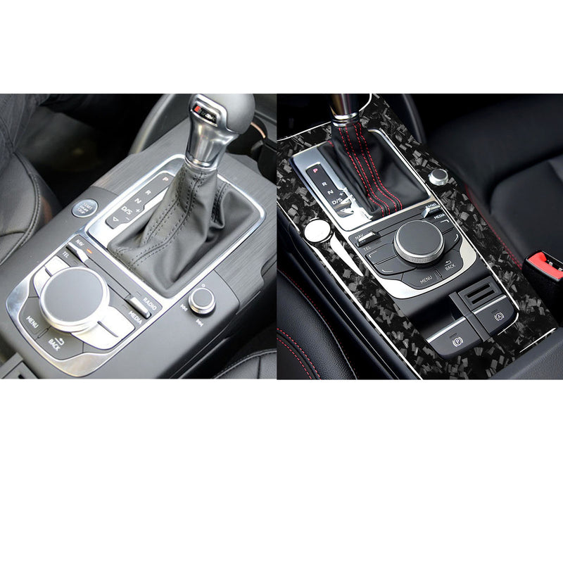 WXZOS Genuine Carbon Fiber Gear Shift Lever Panel Trim for Audi A3 S3 RS3 2014-2018