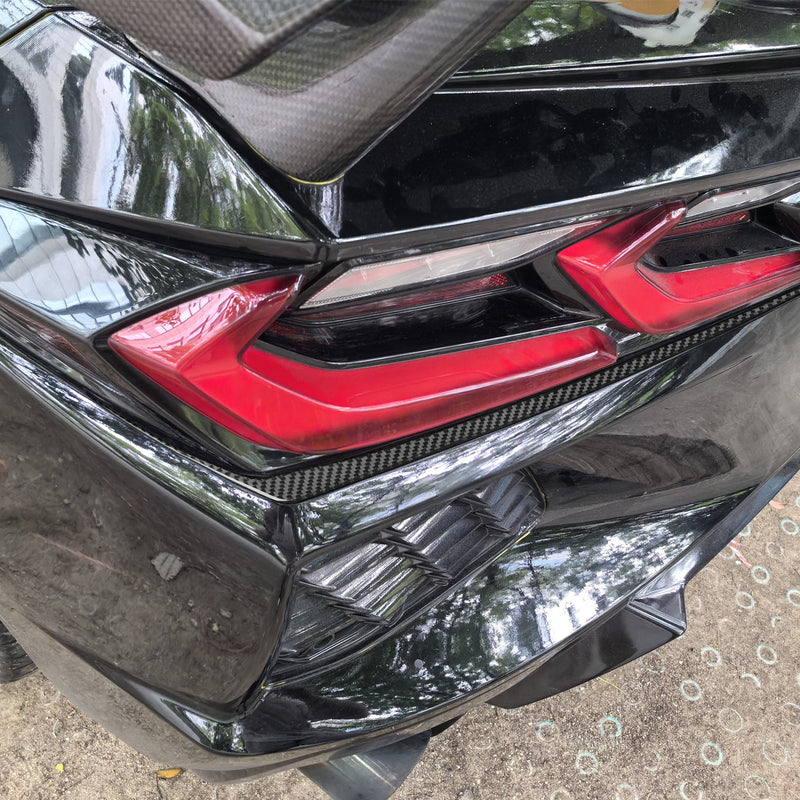 WXZOS Genuine Carbon Fiber Rear Taillight Trim Bezel for Chevrolet Corvette C8 2020+