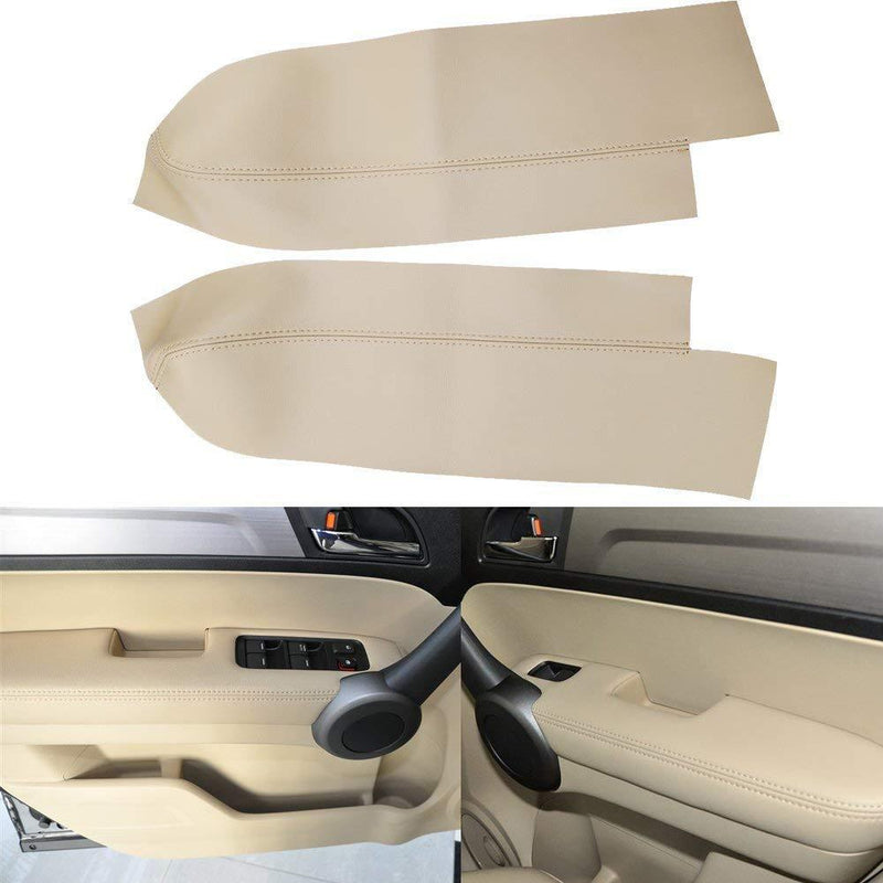 2 Pcs Beige Leather Front Door Panels Armrest Covers For Honda CRV 2007-2011