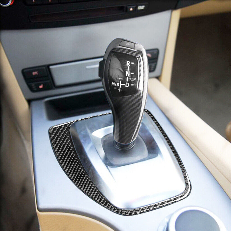 LED Carbon Fiber Gear Shift Knob w/Panel Trim for BMW 5Series E60 LCI 2005-2009