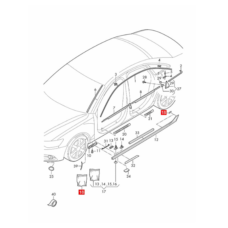WXZOS Side Skirt Attachment Parts Clips Repair Set for Audi A6 C7 S6 RS6 2012-2014