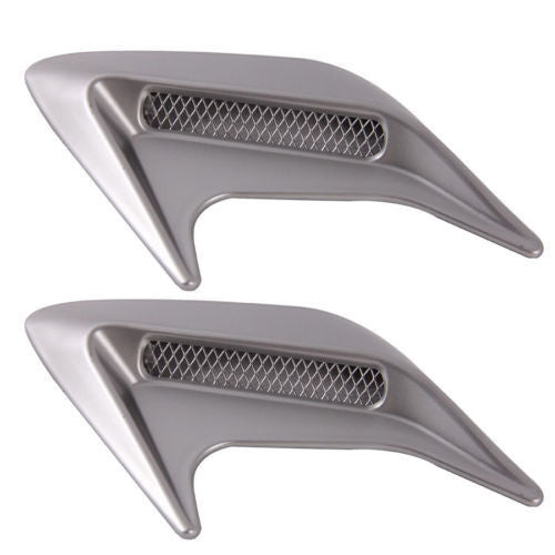 2PC DIY Car Auto Silver Decorative Side Vent Air Flow Fender Intake Stickers New