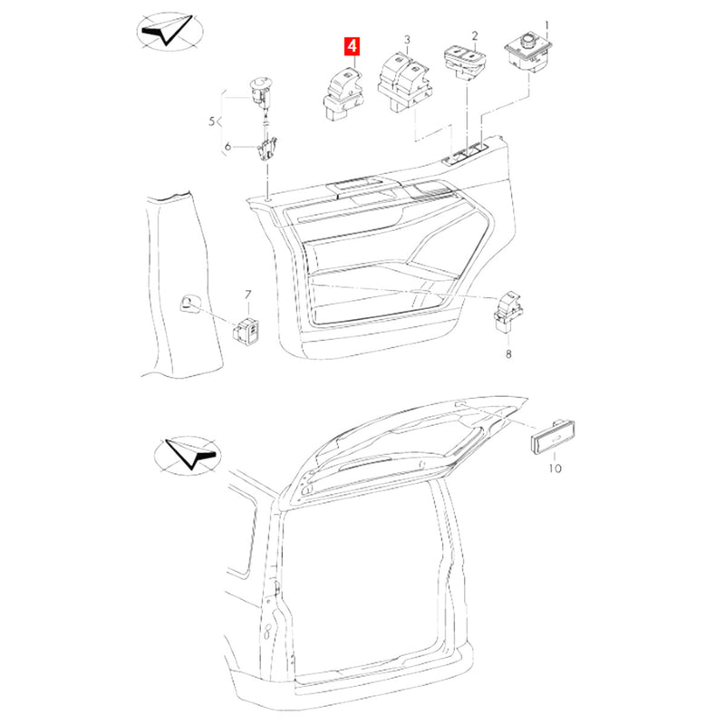 WXZOS Passenger and Rear Window Control Switch Button for VW Tiguan ?2011-2017