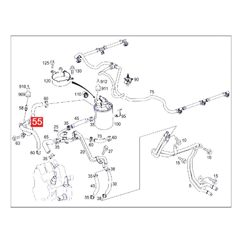 Filtre à carburant moteur OM642.826 TO tuyau de pompe à carburant pour Benz 2...