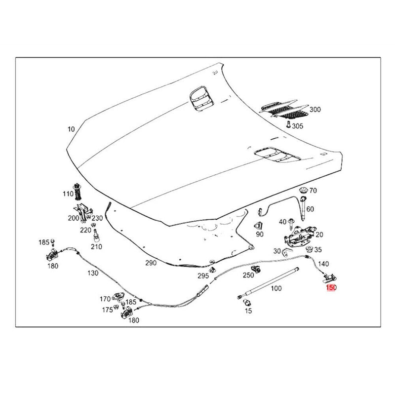 Hood Latch Release Handle for Mercede Benz GLC C253 2016-2019 GLC X253 2017-2019