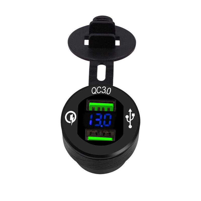 Dual QC3.0 USB Charger DIN EU Plug Socket For BMW Motorcycle