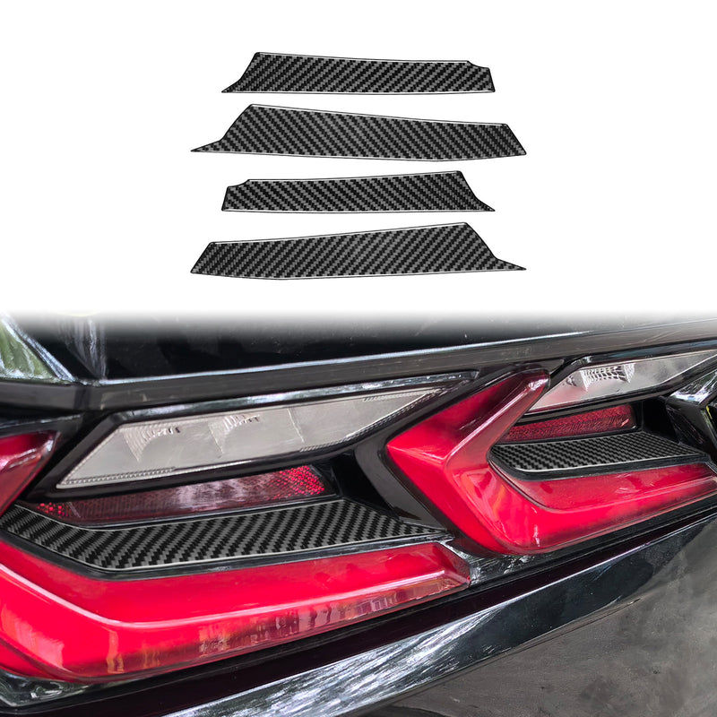 WXZOS Genuine Carbon Fiber Rear Taillight Trim for Chevrolet Corvette C8 2020-2024