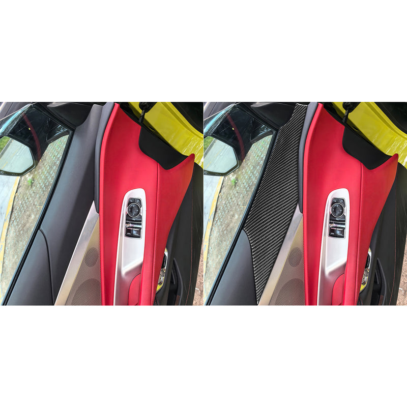 WXZOS Genuine Carbon Fiber Door Panel Trim for Chevrolet Corvette C8 2020-2024