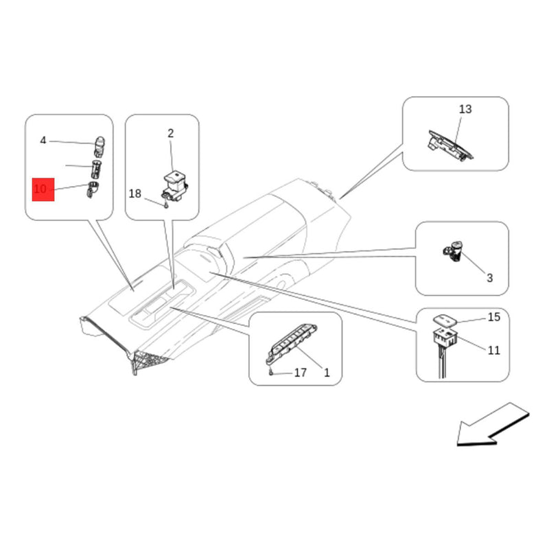WXZOS Cigarette Lighter Socket Fixed Clamp Sleeve for Maserati Quattroporte 2014-2017