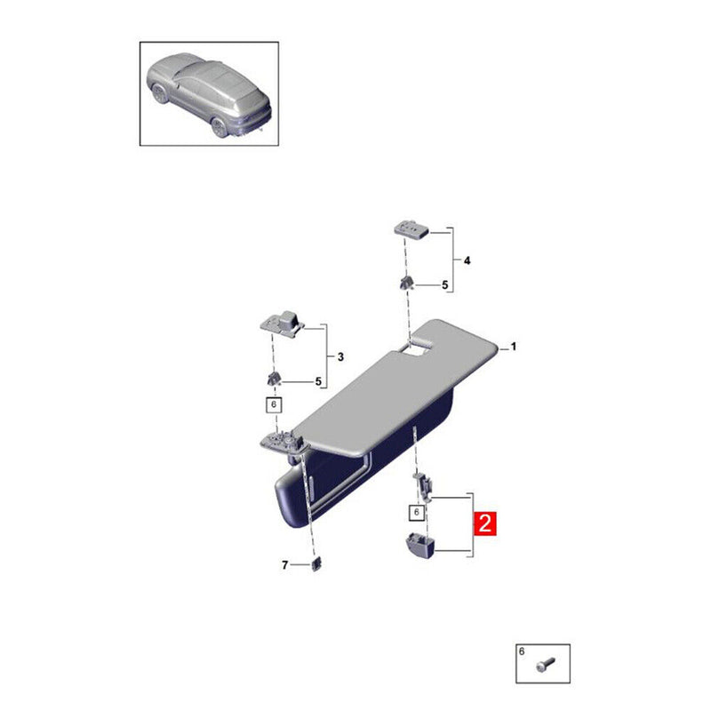 Black 9A7857561001E0 Sun Visor Clip Hook Retainer for Porsche Cayenne 2018-2023