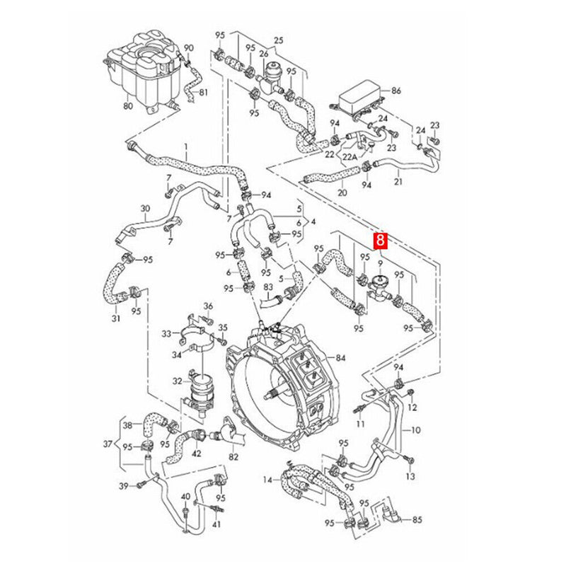 Coolant Hose With Valve 7P0122073B for VW 2011-2018 Touareg 3.0L 7P5 7P6