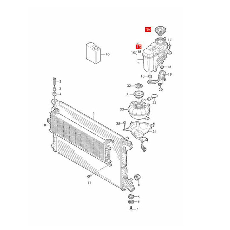 Black Water Coolant Expansion Tank Reservoir Cap for VW Toureg (CR7) 2018-2019