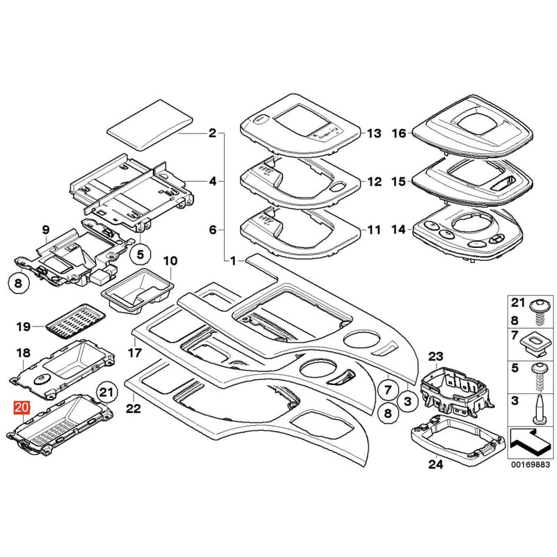 WXZOS Center Console Oddments Tray Cover Trim for BMW E60 E61 5Series 2003-2009