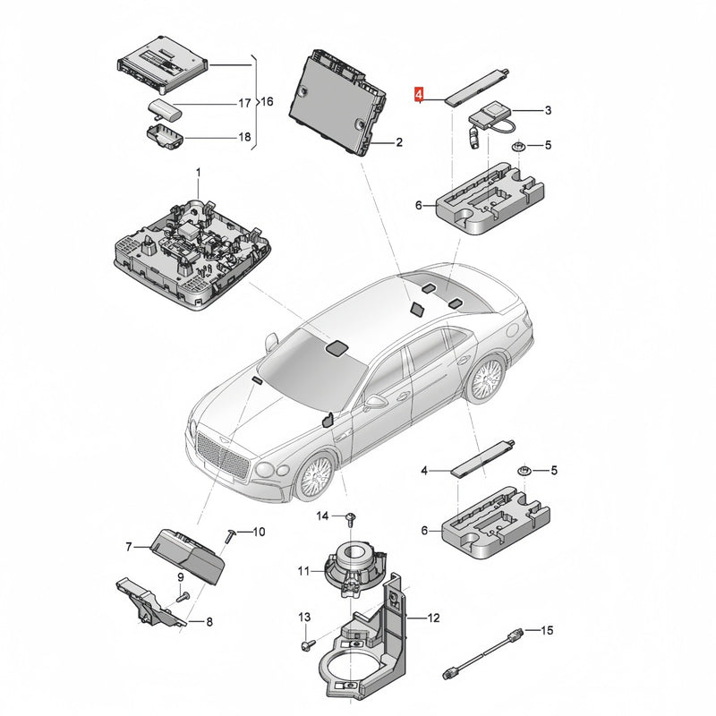 WXZOS Radio Antenna Amplifier Booster for Bentley Bentayga 2017-2024
