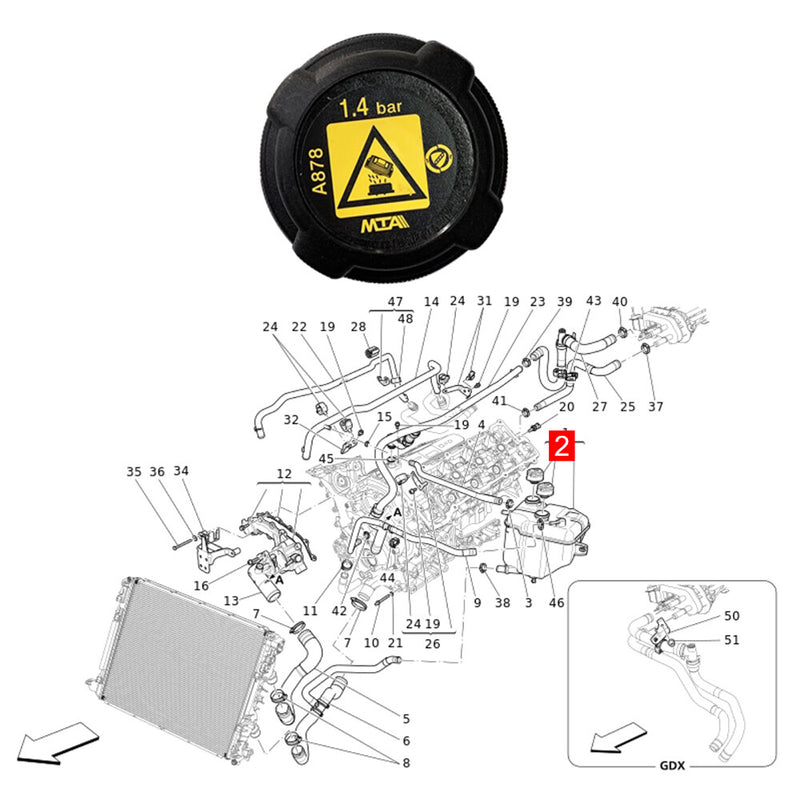 WXZOS Coolant Reservoir Expansion Tank Cap for Maserati Quattroporte (M156) 2014-2022