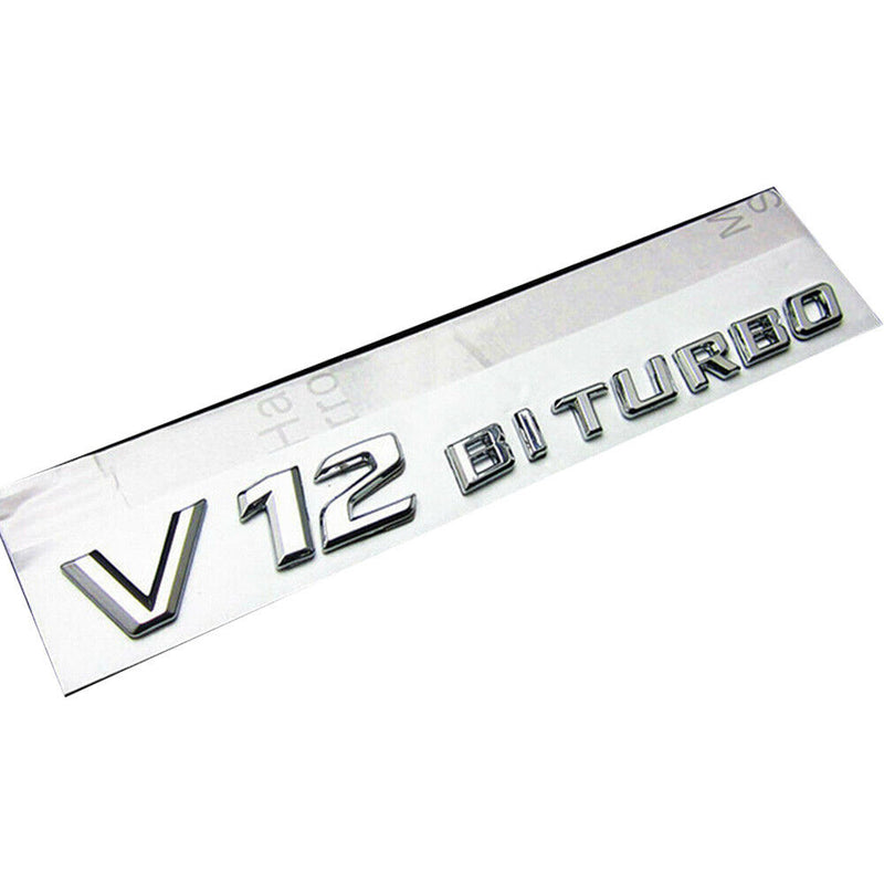 2pcs V12 BITURBO Chrome Side Fender Sticker Emblem Badge