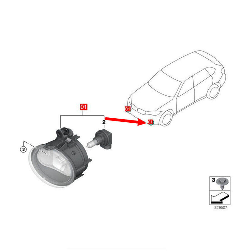 63177238787 Front Left Fog Light Lamp Assembly for BMW X1 F48 2015-2018