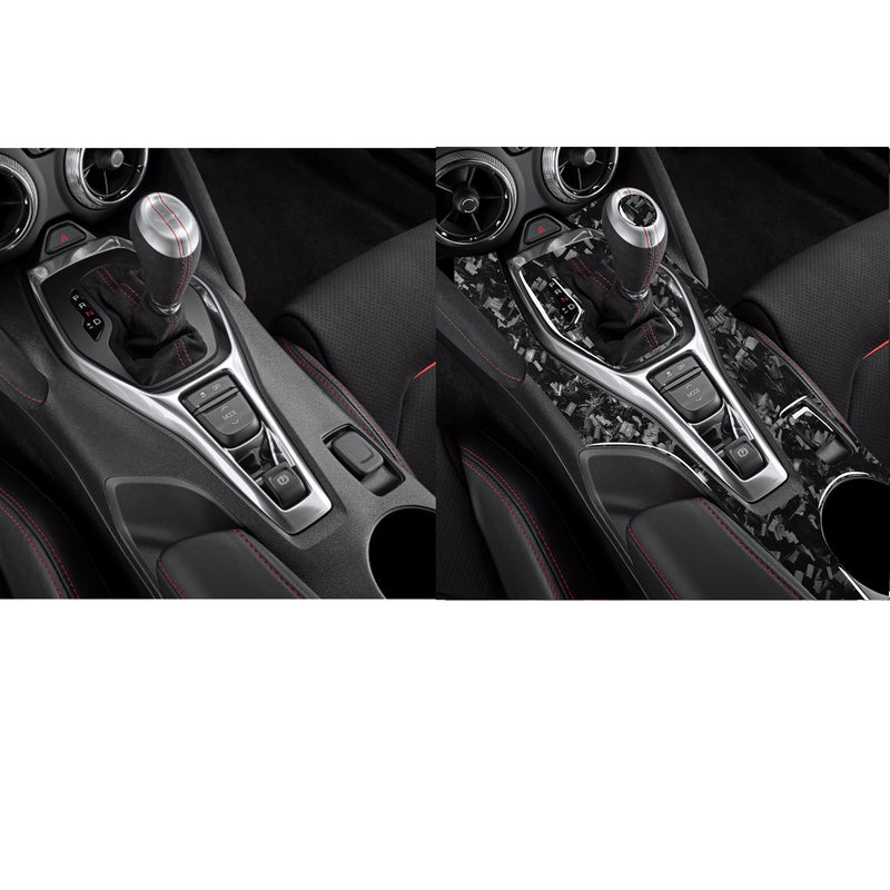 WXZOS Genuine Carbon Fiber Gear Shift Lever Panel Trim for Chevrolet Camaro 2017-2019