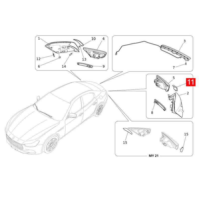 WXZOS Tail Light Screw Cover Cap for Maserati Ghibli (M157) 2014-2020
