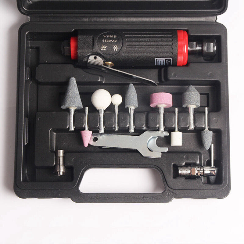 17 Pcs 1/4" Pneumatic Machine Polishing Tire Repair Tool Set Fit Car