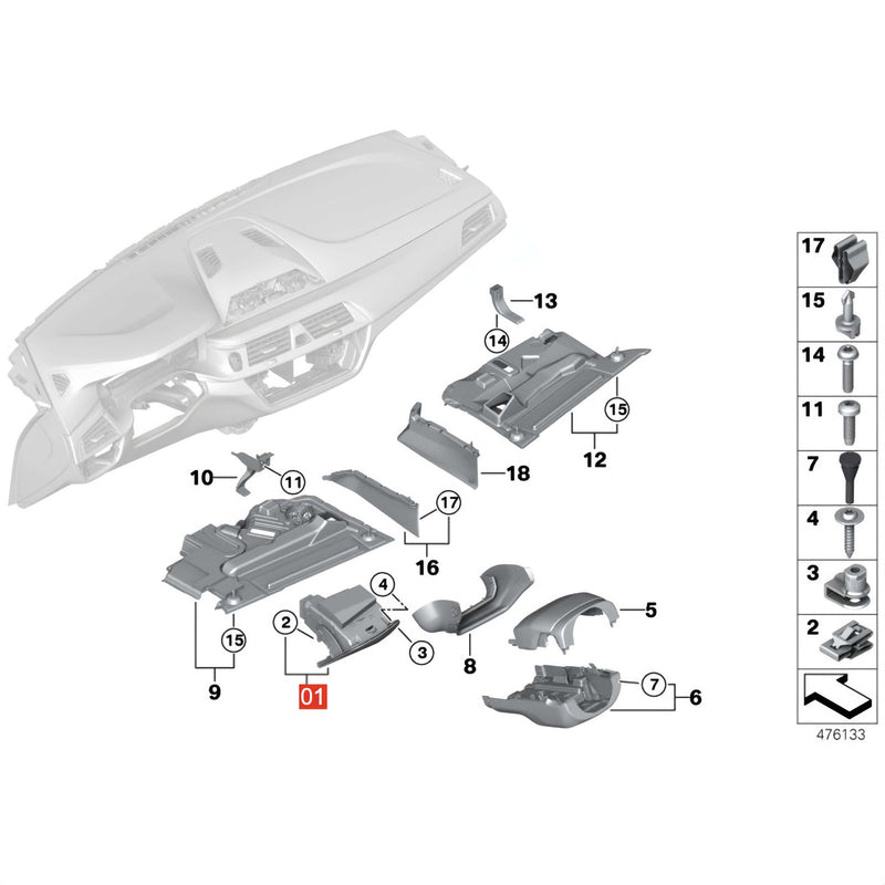 WXZOS Dsadboard Driver's Side Glove Folding Box for BMW G32 GT 6Series 2018-2023