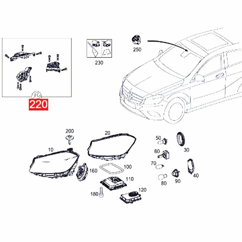 Right Headlight Housing Bracket Repair for Mercedes-Benz A-CLASS W176 2013-2017