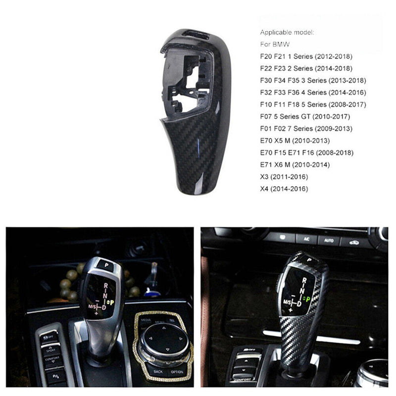 Carbon Fiber Gear Shift Knob Cover Trim for BMW F01 F02 F04 7Series 2009-2014