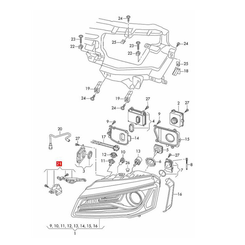 Front Right Headlamp Housing Repair Kit 4H0998122 for Audi A8 S8 qu 2010-2017