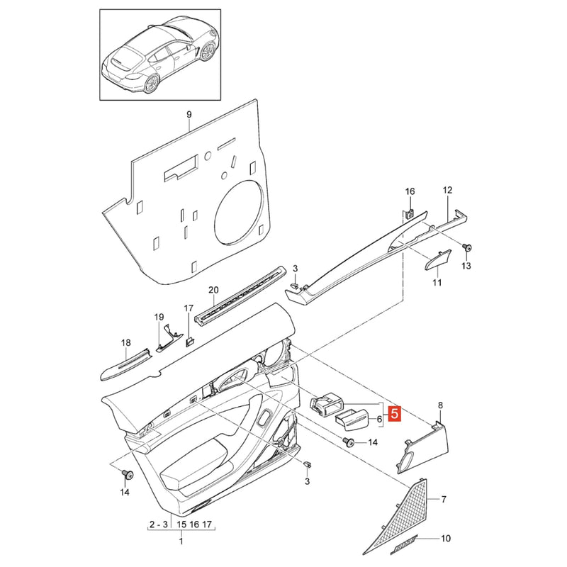 WXZOS  Rear Door Insert Ashtray Assembly for Porsche Panamera (970) 2010-2016