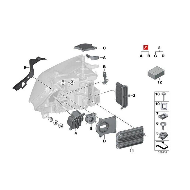 Headlamp Housing Bracket Repair Kit for BMW X3 F25 2011-2013