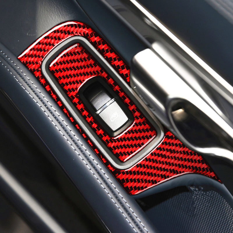 WXZOS Genuine Carbon Fiber Power Window Switch Trim for Porsche 718 Cayman 2017-2025