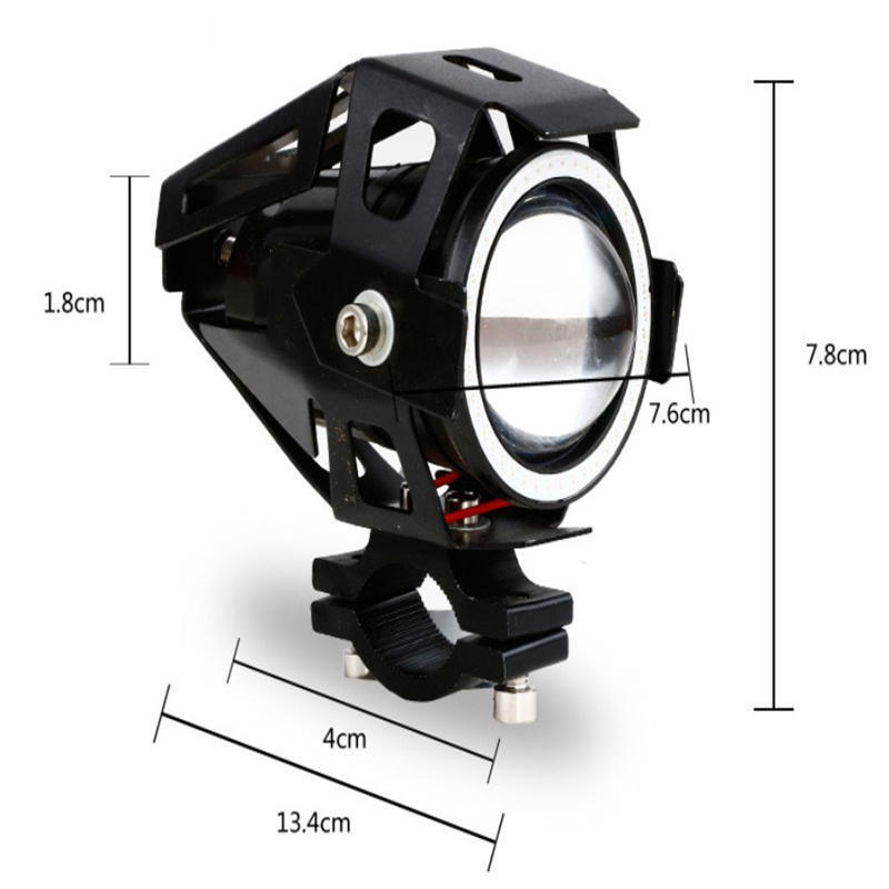 125W Angel Eyes Light Motorcycle Headlight LED Fog Spotlight with Switch