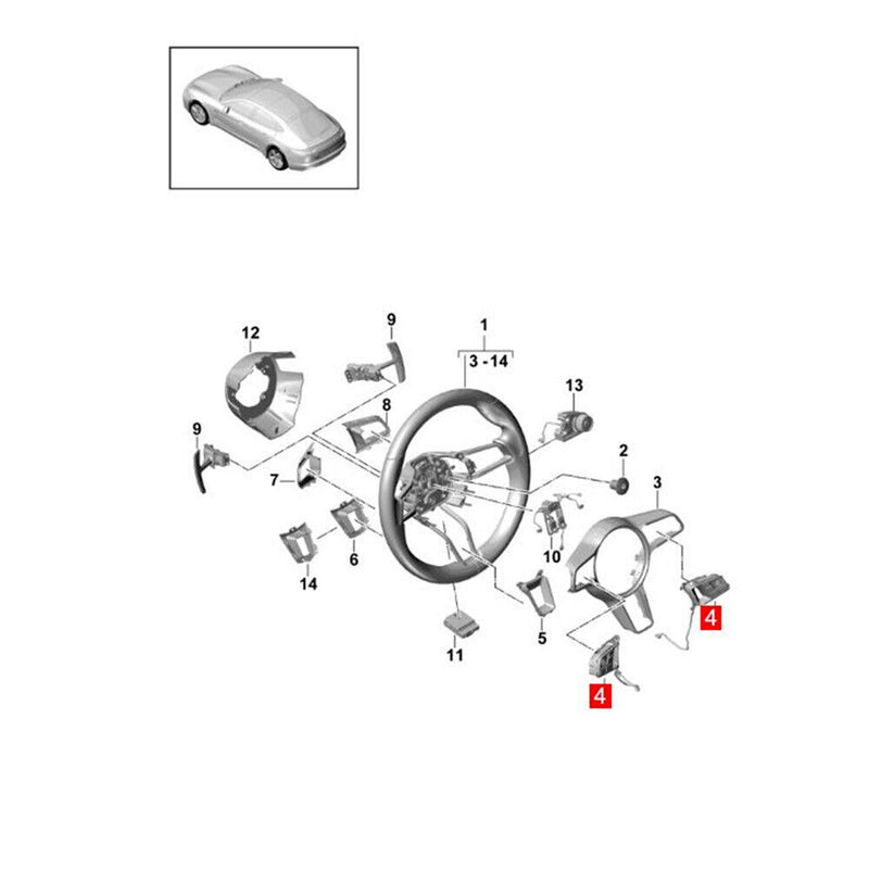 Multi Function Steering Wheel Control Switch for Porsche Cayenne (9YA) 2018-2020