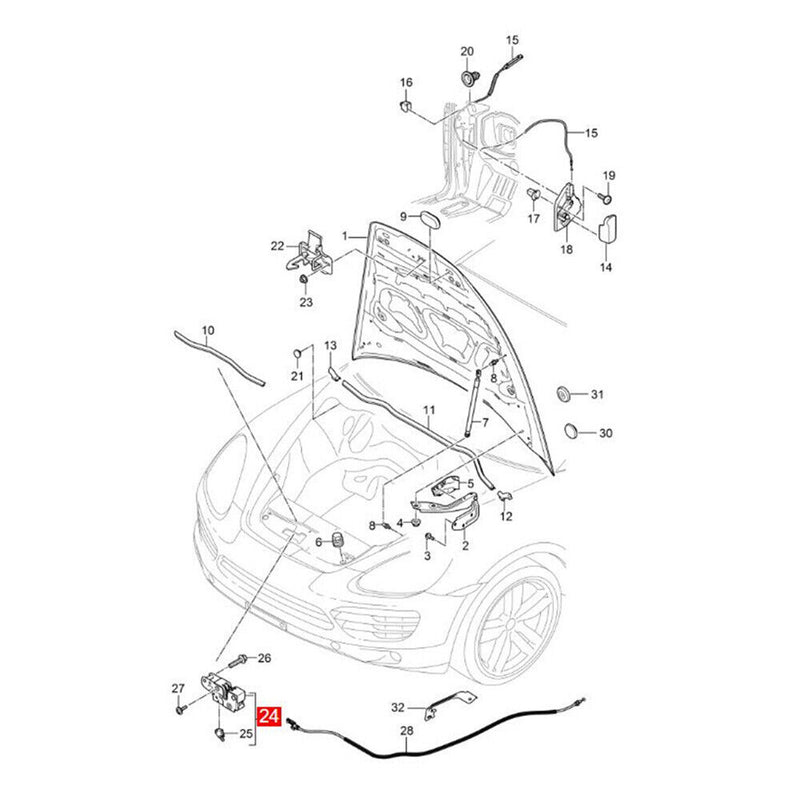 Sale 95851150902 Front Hood Lock Release for Porsche Cayenne 2011-2017