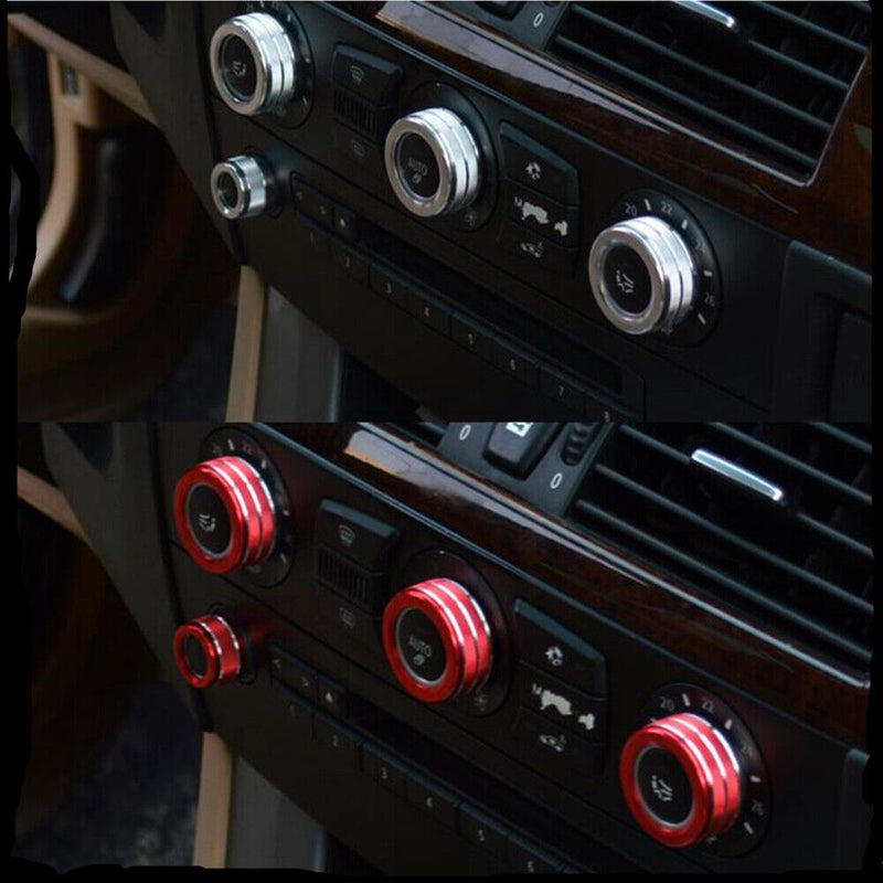 AC Air Conditioner Knob Covers Trim Red For BMW E60 520 523 530 2005-2010