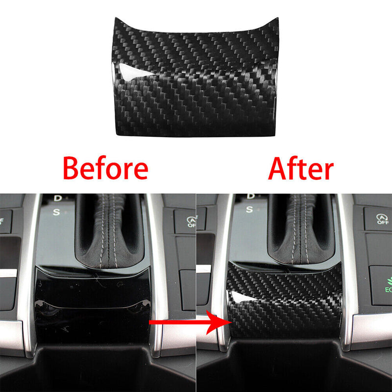 Car Genuine Carbon Fiber Gear Shift Knob Panel Trim for Honda Civic (AT) 2016-20