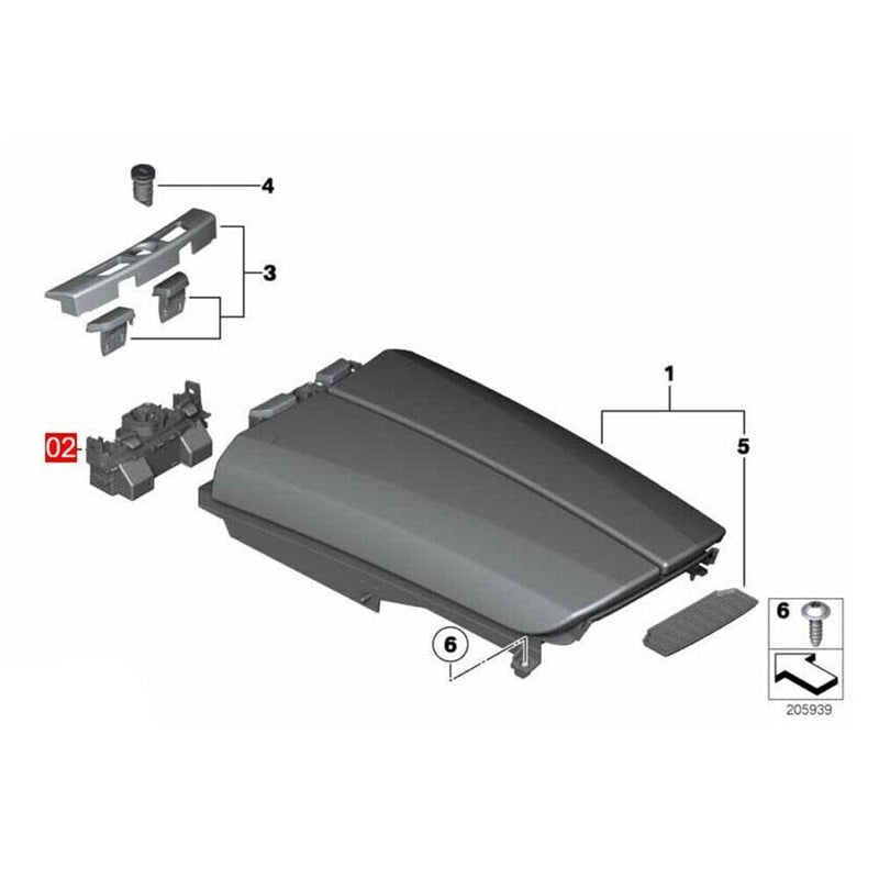 Blocco bloccaggio meccanismo bracciolo console centrale per BMW Serie 7 F01...