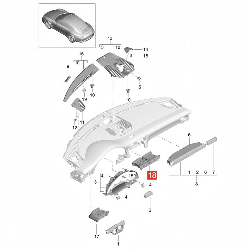 Dashboard Air Vent Grille Vanes Repair for Porsche 991 911 GT2 GT3 2013-2019