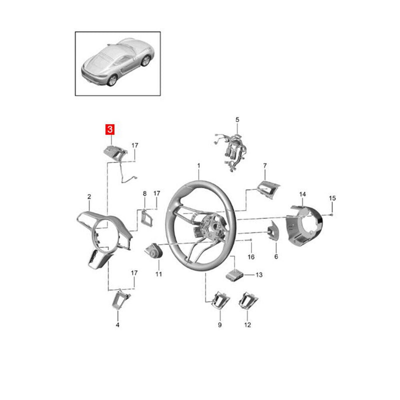 Multi Function Steering Wheel Control Switch for Porsche 718 Cayman 982 2015-19